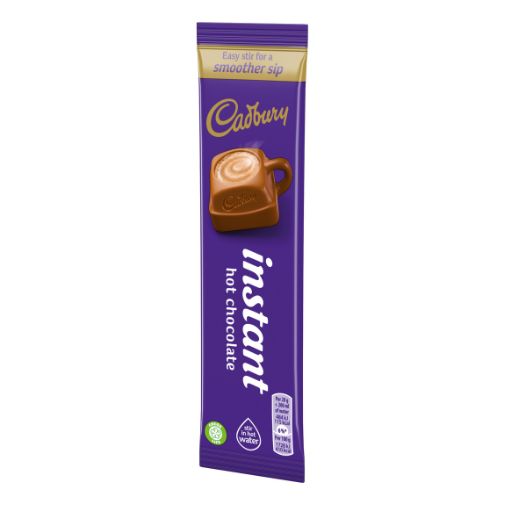 A 28 gram stickpack of Cadbury brand Drinking Chocolate