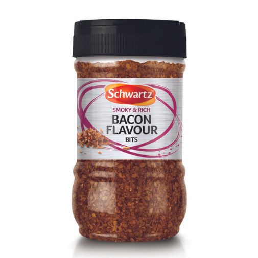 A 320 gram tub of Schwartz brand Bacon Flavour Bits