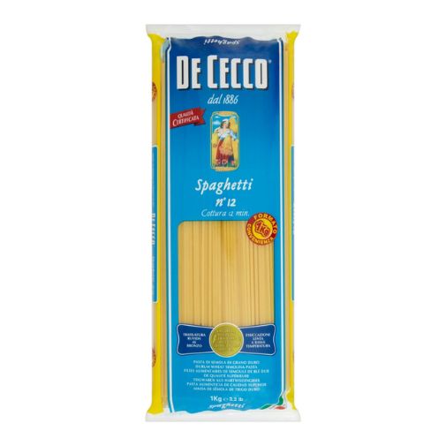 A 1 kilogram packet of De Cecco brand Spaghetti