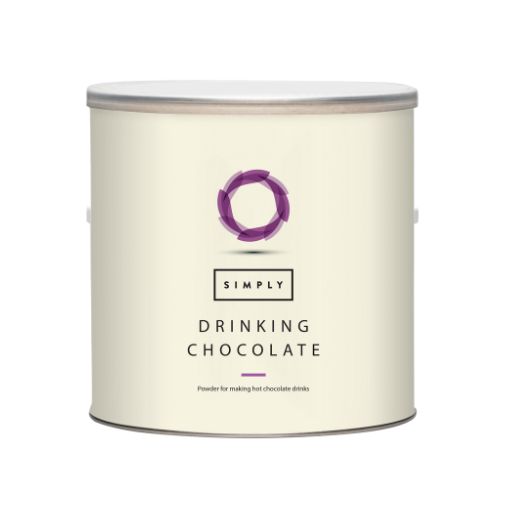 A 1.8 kilogram tub of Simply brand Drinking Chocolate
