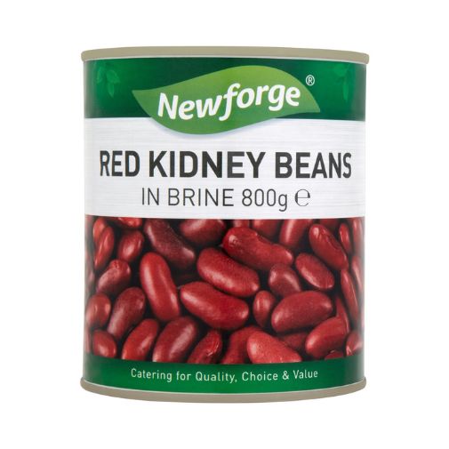 An 800 gram can of Newforge brand Red Kidney Beans in Brine